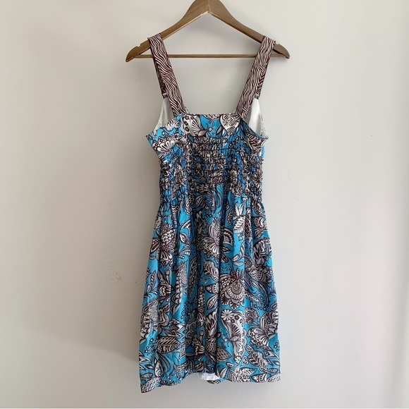 Trina Turk Silk Floral Paisley Smocked Dress Sz 8 - Picture 3 of 7